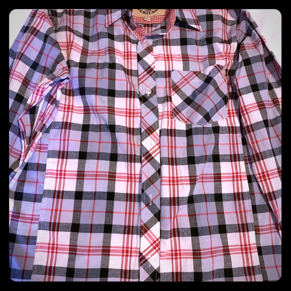 Boys long sleeve plaid button down shirt